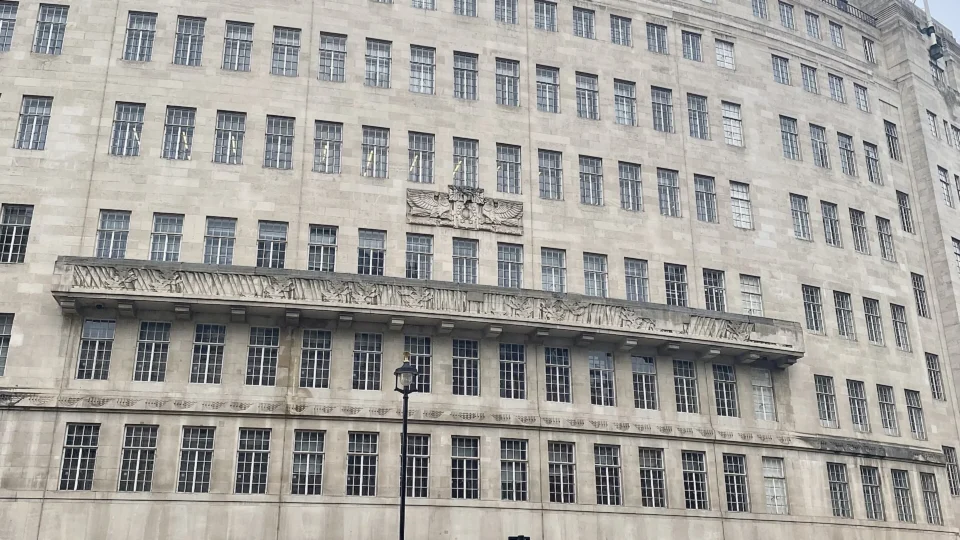 Exterior of BBC Broadcasting House in London by day