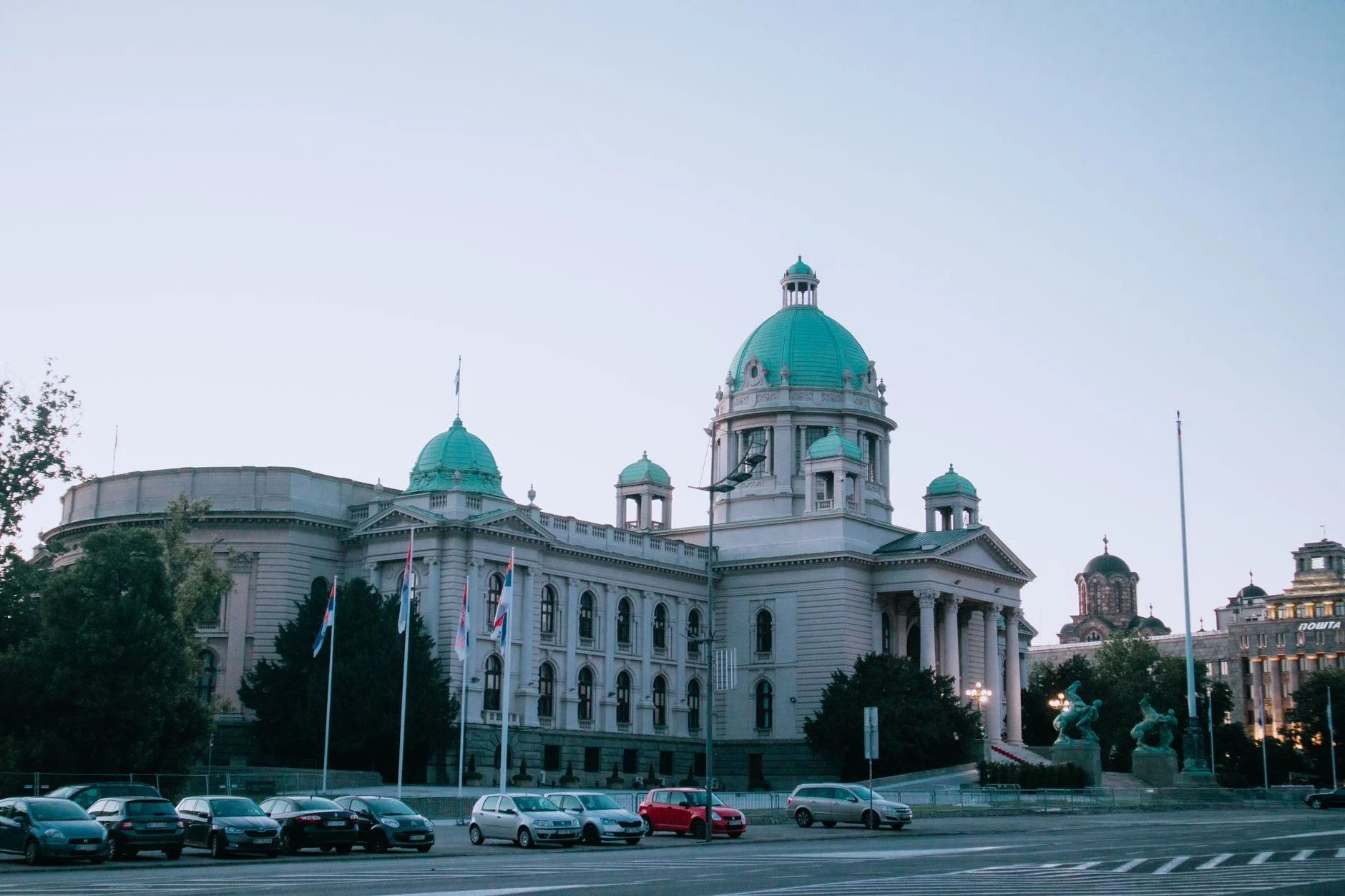 The National Assembly building in Belgrade, Serbia, during daytime.